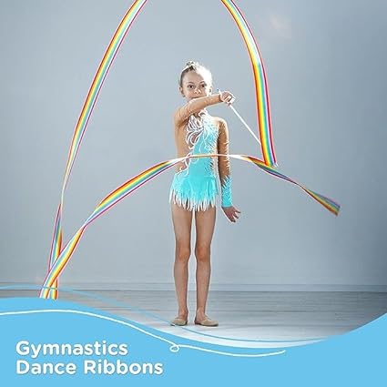 Multicolor Wave Ribbon Wand Gymnastic Dance Kids & Adults Fancy Dress Costume Accessories